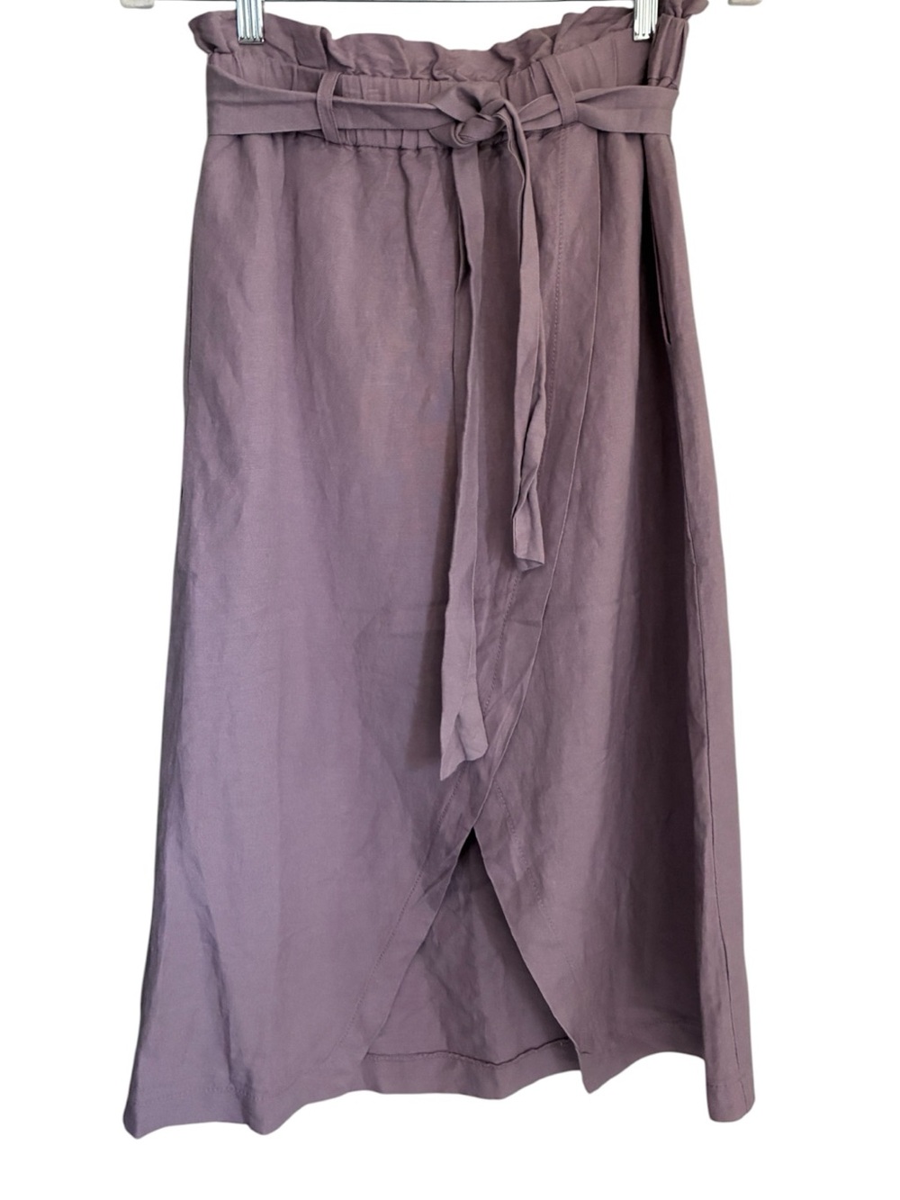 NWT Velvet Heart Mauve Paperbag Coastal Grandma Linen Maxi Skirt Tie Waist Sz S